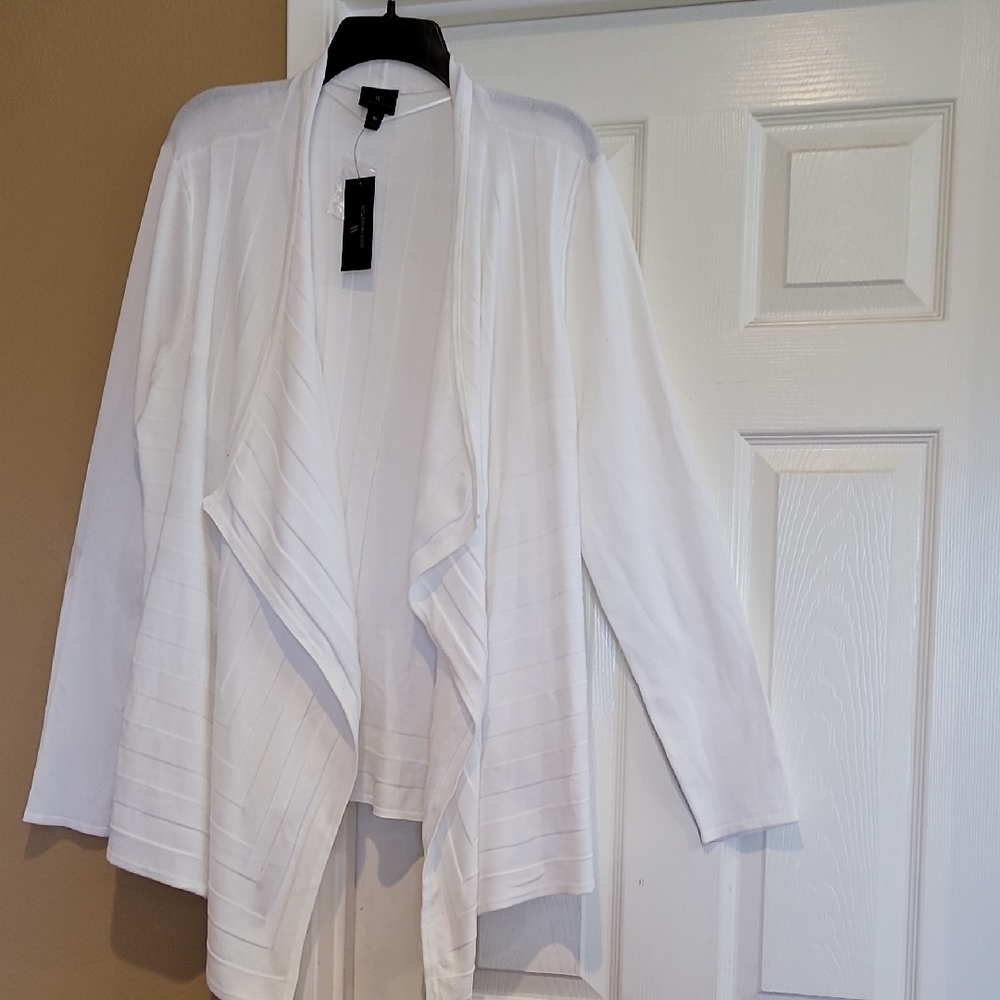 Worthington White Textured Knit Cardigan Sweater